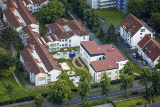 Aerial view of the AWO retirement home Hermann-Görlitz-Seniorenzentrum, Bergkamen, Ruhr area, North