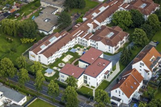 Aerial view of the AWO retirement home Hermann-Görlitz-Seniorenzentrum, Bergkamen, Ruhr area, North
