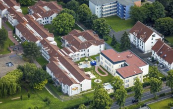 Aerial view of the AWO retirement home Hermann-Görlitz-Seniorenzentrum, Bergkamen, Ruhr area, North