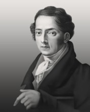 Portrait of Joseph Ritter von Fraunhofer, 1787 – 1826, German physicist and optical lens