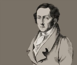 Portrait of Joseph Ritter von Fraunhofer, 1787 – 1826, German physicist and optical lens