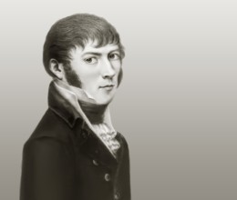 Portrait of Joseph Ritter von Fraunhofer, 1787 – 1826, German physicist and optical lens