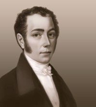 Portrait of Joseph Ritter von Fraunhofer, 1787 – 1826, German physicist and optical lens