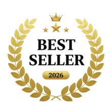 This image features a 'Best Seller' emblem with a laurel wreath, stars, and a crown, symbolizing