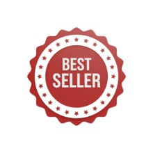 A red and white best seller badge, perfect for highlighting top products or promotions, isolated on