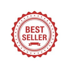A red and white best seller badge, perfect for highlighting top products or promotions. This