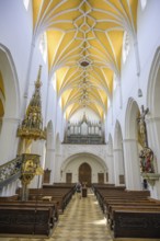 Interior view of St Jodok's Church, Landshut, Bavaria, Germany