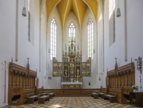 Interior view of St Jodok's Church, Landshut, Bavaria, Germany