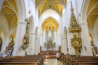 Interior view of St Jodok's Church, Landshut, Bavaria, Germany