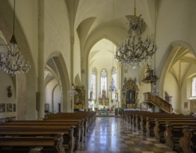 View of the altar in the Catholic parish church of St John the Baptist, Bad Radkersburg, Styria,