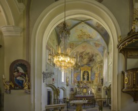 View of the altar, Mariahilf Catholic Filial Church, Bad Radkersburg, Styria, Austria