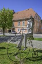 Metal figure on penny-farthing, Bad Radkersburg, Styria, Austria