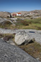 Houses on the coast, Bohus Granit, Ramsvik, Ramsviklandet nature reserve, archipelago, Bohuslän,