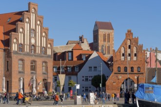 Historic buildings Customs house City gate at the old harbour Wismar Germany