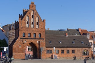 Istorical city gate at the old harbour of Wismar Germany