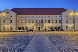 Town hall illuminated Wismar Baltic Sea Germany
