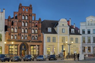 Marketplace illuminated Wismar Baltic Sea Germany