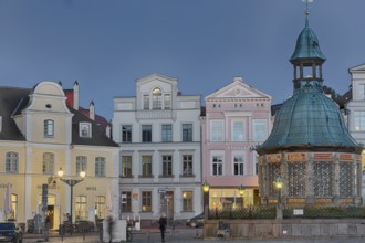 Marketplace illuminated Wismar Baltic Sea Germany