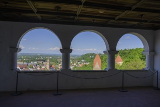 Arcade window of Trausnitz Castle, Landshut, Bavaria, Germany