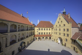 View of the inner courtyard of Trausnitz Castle, Landshut, Bavaria, Germany