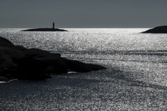 Island with a lighthouse, archipelago, rocky coast, Ramsvik, nature reserve Ramsviklandet,