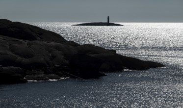 Island with a lighthouse, archipelago, rocky coast, Ramsvik, nature reserve Ramsviklandet,