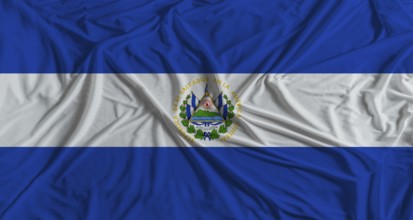 Salvadoran flag with fabric texture background. National flag of El Salvador