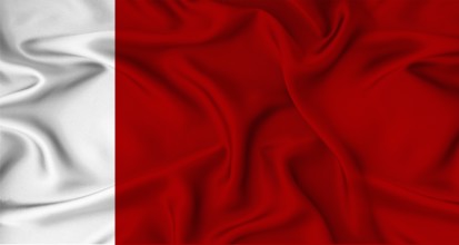 Realistic Dubai Emirati flag waving. Close up of flag of Dubai with cloth texture