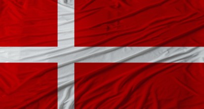 Danish flag waving. Flag of Denmark with cloth texture