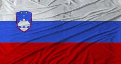 Slovenian flag waving. Flag of Slovenia with cloth texture