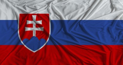 Slovak flag with fabric texture background. National flag of Slovakia