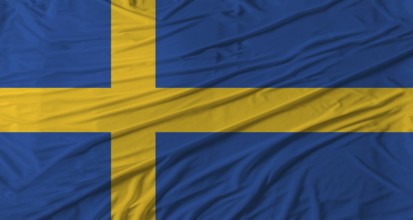 Swedish flag waving. Flag of Sweden with cloth texture