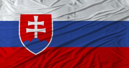 Slovak flag waving. Flag of Slovakia with cloth texture