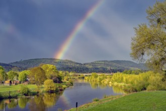 Rainbow on the Weser in Rinteln Germany