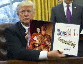Symbolic image, Donald 1 Sun King, Trump on a vendetta, persecution of all opponents, autocracy,
