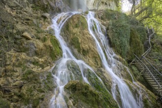 Skakavac waterfall with climbing facility in Papuk National Park, Jankovac, Slatinski Drenovac,