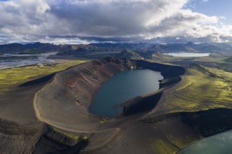 Crater lake Ljótipollur, Landmannalaugar, Icelandic Highlands, Iceland
