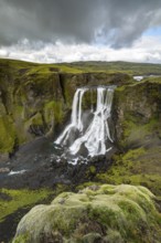 Fagrifoss waterfall with Geirlandsá river, Icelandic Highlands, Iceland
