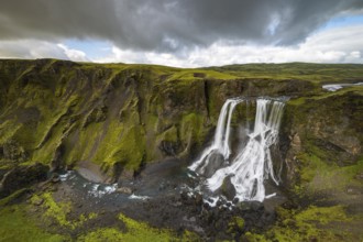 Fagrifoss waterfall with Geirlandsá river, Icelandic Highlands, Iceland