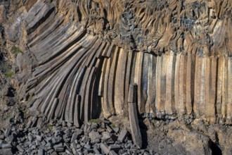 Basalt rocks at Aldeyjarfoss waterfall, Highlands, North Iceland, Iceland