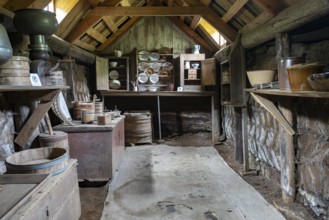 Interior of Glaumbær Farm, museum of a peat farm, North Iceland, Iceland