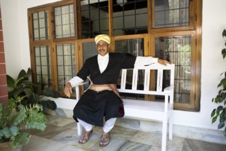 Indian man from the Kodava clan in traditional dress, Coorg, Karnataka, India