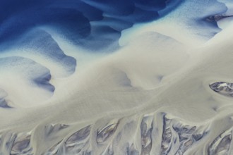 Branching course of a glacial river, abstract structures, South Iceland, Iceland