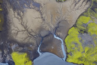 Abstract structures in the riverbed, Icelandic Highlands, Iceland