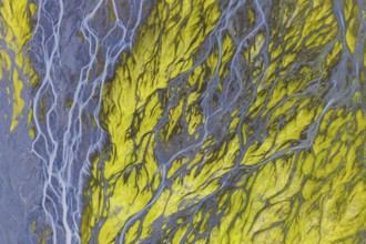 Branching course of a glacial river, Vatnajökull National Park, South Iceland, Iceland