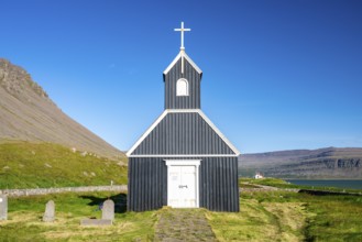 Saurbæjarkirkja Church, Raudisandur Beach, Westfjords, West Iceland, Iceland