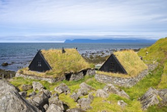 Traditional houses of an old fishing village, Ósvör Fishing Museum, Bolungarvik, Westfjords, West