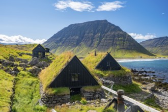 Traditional houses of an old fishing village, Ósvör Fishing Museum, Bolungarvik, Westfjords, West