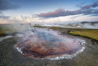 Steaming spring at the Hveravellir geothermal area, Icelandic Highlands, Iceland