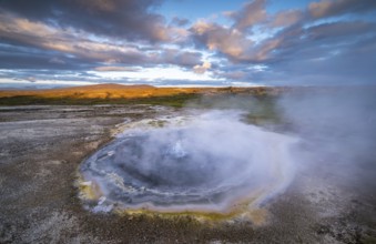 Steaming spring at the Hveravellir geothermal area, Icelandic Highlands, Iceland